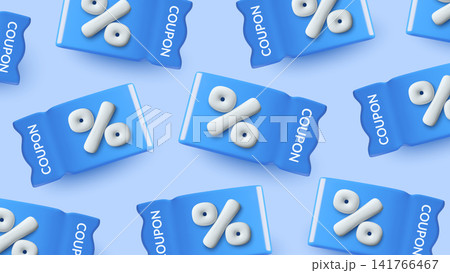 Blue sale background with 3d discount coupons and percent symbols pattern for shopping and retail Blue sale background with 3d discount coupons and percent symbols pattern for shopping and retail 141766467