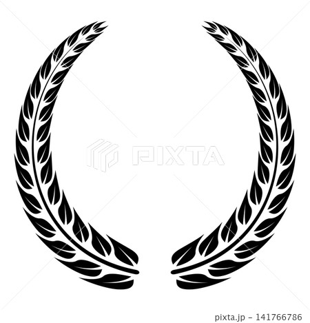 Laurel wreath black silhouette vector design, branch of olive leaves, victory symbol, winner award trophy rating badge Laurel wreath black silhouette vector design, branch of olive leaves, victory symbol, winner award trophy rating badge 141766786