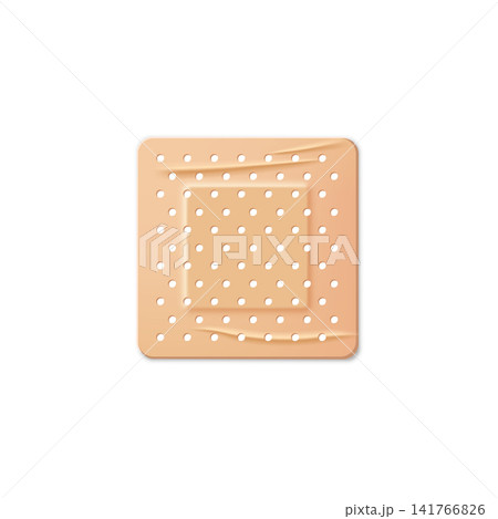 Medical crumpled glue square patch, 3D vector realistic beige adhesive plaster perforated, skin wound first aid Medical crumpled glue square patch, 3D vector realistic beige adhesive plaster perforated, skin wound first aid 141766826