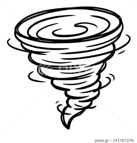 Tornado storm cloud swirling wind sketch illustration Tornado storm cloud swirling wind sketch illustration 141767276