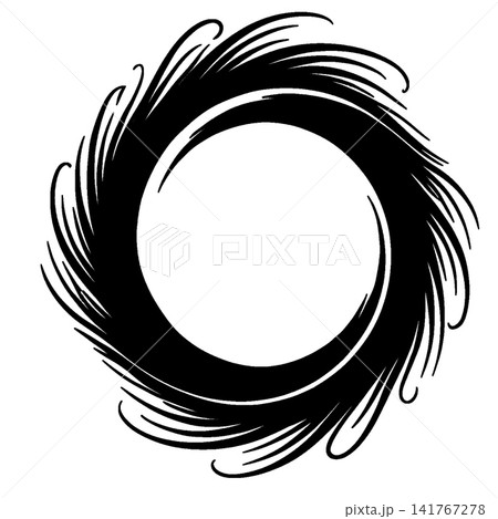 Abstract circle frame, black ink swirl Abstract circle frame, black ink swirl 141767278