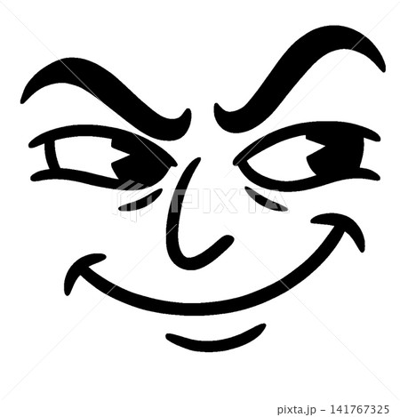 Smug face expression black line art 141767325