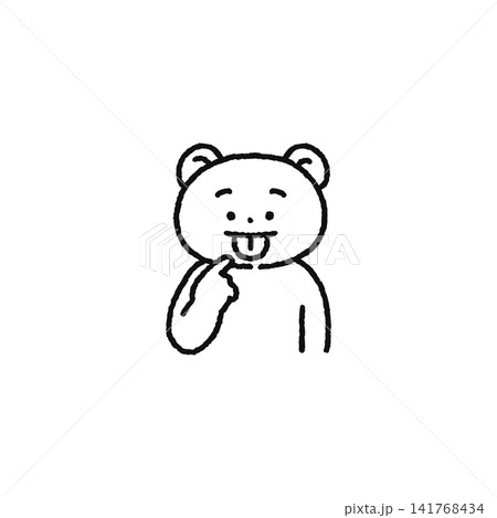 舌を指さすクマ　線画 141768434