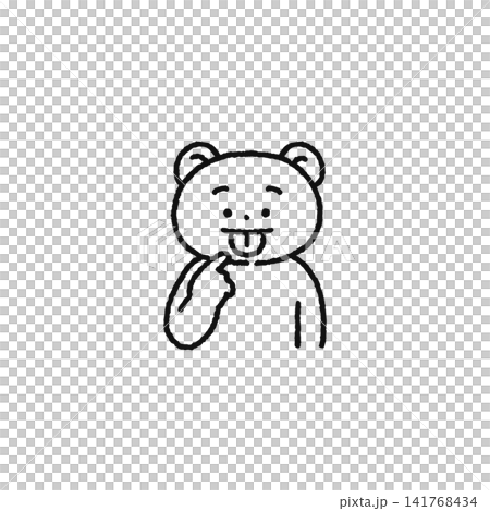 Bear pointing at its tongue (line drawing) Bear pointing at its tongue (line drawing) 141768434