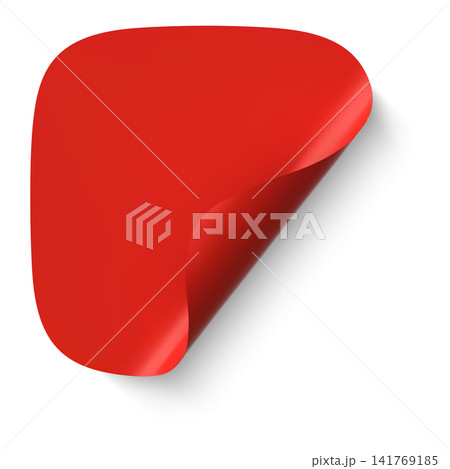 3D glued red silk paper sticker, realistic rounded banner label with bent corner, sticky tag for promotion vector design 3D glued red silk paper sticker, realistic rounded banner label with bent corner, sticky tag for promotion vector design 141769185