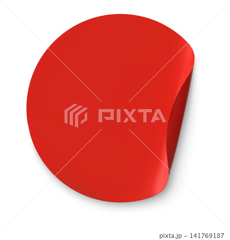 Red curled sticker paper element with glossy 3D shading Red curled sticker paper element with glossy 3D shading 141769187