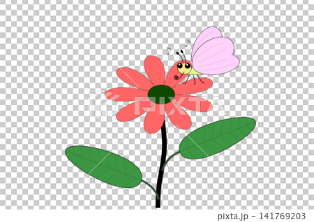 花にとまったチョウのイラスト 花にとまったチョウのイラスト 141769203