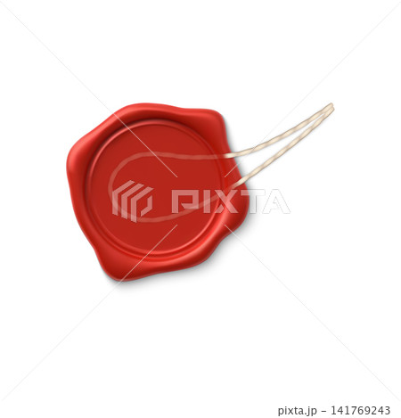 3D wax seal with cords isolated vector element 141769243