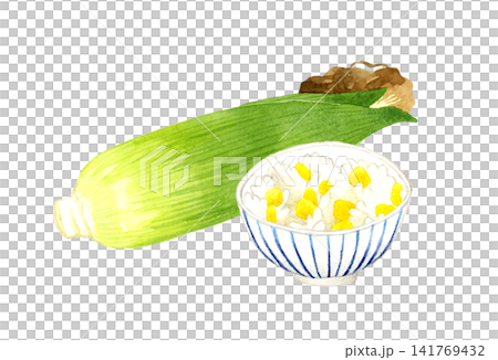 Corn rice - Japanese food - hand-drawn watercolor illustration material Corn rice - Japanese food - hand-drawn watercolor illustration material 141769432