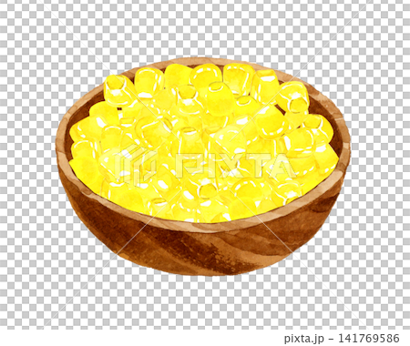 サラダボウルに盛ったコーン 手描き水彩イラスト素材 サラダボウルに盛ったコーン 手描き水彩イラスト素材 141769586