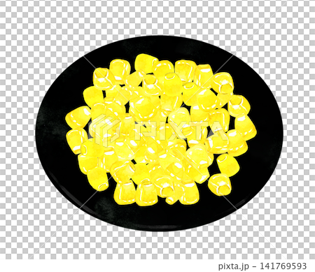 Corn on a plate - Hand-drawn watercolor illustration material Corn on a plate - Hand-drawn watercolor illustration material 141769593