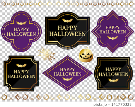 A luxurious set of 6 Halloween cards in gold. A luxurious set of 6 Halloween cards in gold. 141770325