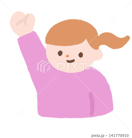 手を挙げる女の子のイラスト 141770910