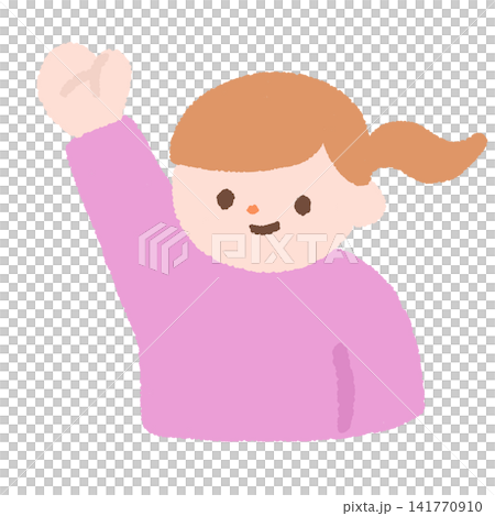 手を挙げる女の子のイラスト 141770910