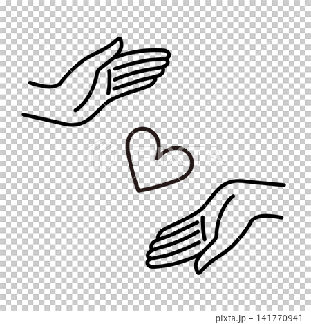 上下の手のひらに挟まれたハートがあるイラスト 141770941