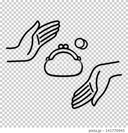 上下の手のひらに挟まれたお財布のイラスト 上下の手のひらに挟まれたお財布のイラスト 141770945