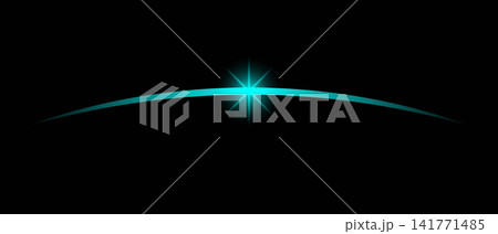 abstract cyan lens flare horizon light on black background with futuristic glow abstract cyan lens flare horizon light on black background with futuristic glow 141771485