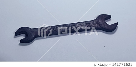 Vintage Double-Open-Ended Steel Wrench (Size 10-12 mm) on White Background Vintage Double-Open-Ended Steel Wrench (Size 10-12 mm) on White Background 141771623