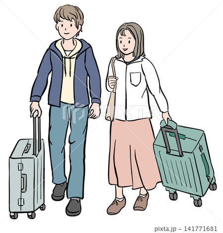 旅行に出かける若いカップル 旅行に出かける若いカップル 141771681