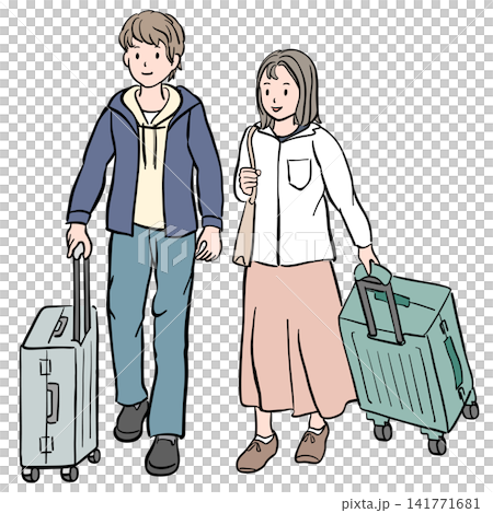 旅行に出かける若いカップル 旅行に出かける若いカップル 141771681