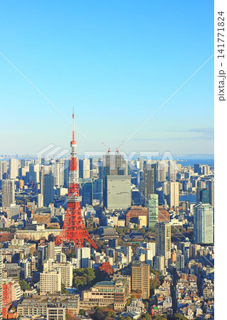 東京都港区、東京タワーと東京の街並みの風景 141771824