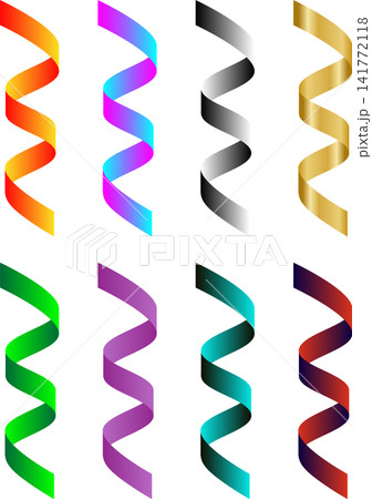 Vibrant colorful curling party serpentine ribbons set template for birthday festive celebration event anniversary decor invitation poster design Vibrant colorful curling party serpentine ribbons set template for birthday festive celebration event anniversary decor invitation poster design 141772118