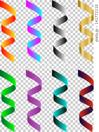 Vibrant colorful curling party serpentine ribbons set template for birthday festive celebration event anniversary decor invitation poster design Vibrant colorful curling party serpentine ribbons set template for birthday festive celebration event anniversary decor invitation poster design 141772118