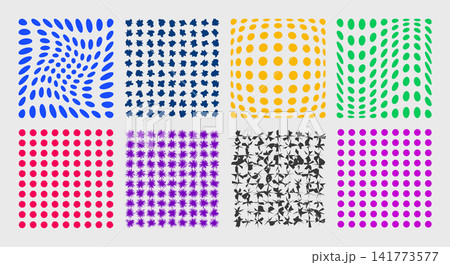 Set of colorful abstract dotted and geometric pattern textures with geometric Set of colorful abstract dotted and geometric pattern textures with geometric 141773577