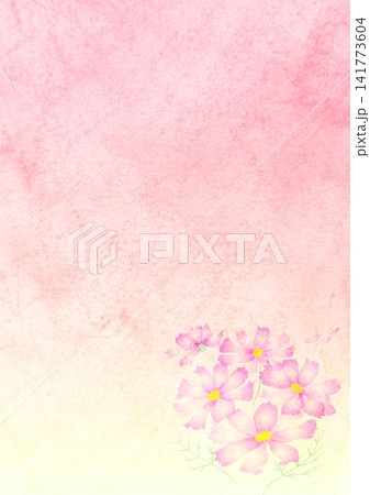 水彩風のコスモスのイラスト入り和紙 水彩風のコスモスのイラスト入り和紙 141773604