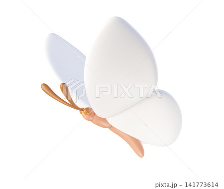 3D white butterfly flying, isolated on background. Cute cartoon insect for spring and summer design, stickers, kids. 3d render 3D white butterfly flying, isolated on background. Cute cartoon insect for spring and summer design, stickers, kids. 3d render 141773614