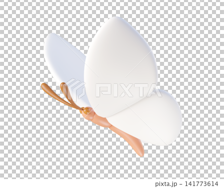 3D white butterfly flying, isolated on background. Cute cartoon insect for spring and summer design, stickers, kids. 3d render 3D white butterfly flying, isolated on background. Cute cartoon insect for spring and summer design, stickers, kids. 3d render 141773614