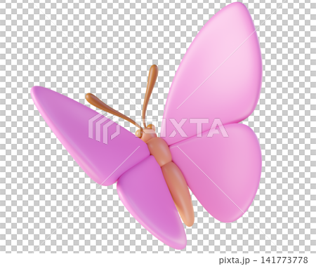 3D pink butterfly flying, isolated on background. Cute cartoon insect for spring and summer design, stickers, kids. 3d render 3D pink butterfly flying, isolated on background. Cute cartoon insect for spring and summer design, stickers, kids. 3d render 141773778