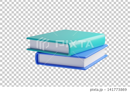 3d stack of books icon, isolated on background. Hardcover textbook or notebook mockup for libraries, schools, banners, book blog. 3d render	 141773869