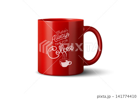 Vector 3d Realistic Red Coffee Mug Mockup with Vintage Typography Print. Ceramic Cup for Branding and Merch Design. Realistic 3d Vector Illustration Isolated Vector 3d Realistic Red Coffee Mug Mockup with Vintage Typography Print. Ceramic Cup for Branding and Merch Design. Realistic 3d Vector Illustration Isolated 141774410