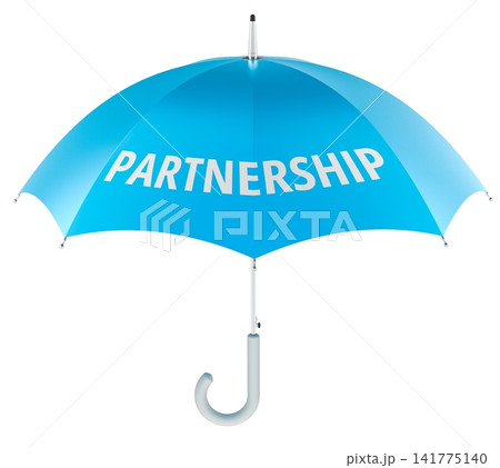 Partnership concept with blue umbrella. 3D rendering 141775140