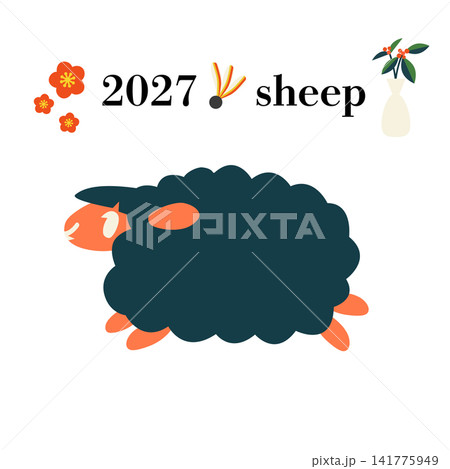 2027年 カラフルな羊のベクターイラスト 2027年 カラフルな羊のベクターイラスト 141775949