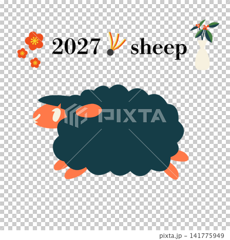 2027年 カラフルな羊のベクターイラスト 2027年 カラフルな羊のベクターイラスト 141775949