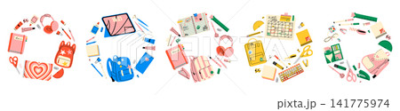 Back to School Circle Composition Set 141775974