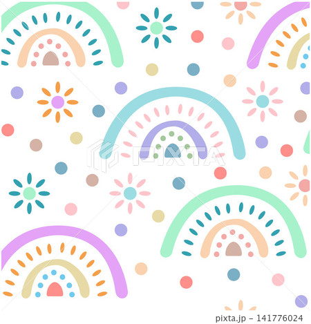 Drawn rainbow pattern for child textile Drawn rainbow pattern for child textile 141776024