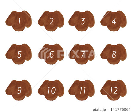 犬の数字アイコン(ブラウン) 犬の数字アイコン(ブラウン) 141776064