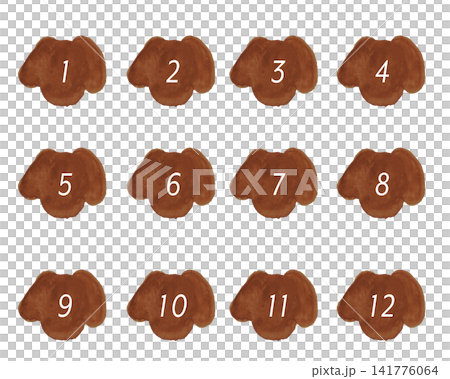 犬の数字アイコン(ブラウン) 犬の数字アイコン(ブラウン) 141776064