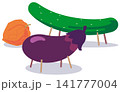 日本のお盆の飾りつけ　キュウリの馬とナスの牛とホオズキ 141777004
