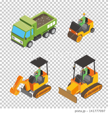 Isometric illustration of a construction vehicle Isometric illustration of a construction vehicle 141777097