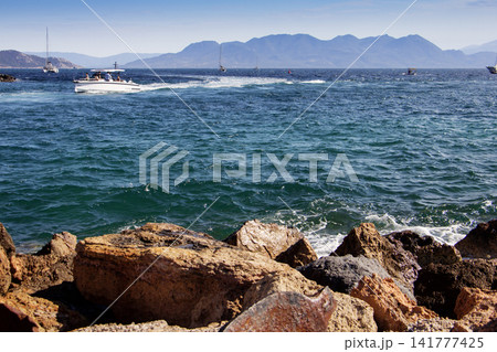 Saronic Gulf and the Coastline of Greece Seen From Aegina Island Saronic Gulf and the Coastline of Greece Seen From Aegina Island 141777425