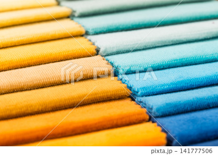 Multi color fabric texture samples Multi color fabric texture samples 141777506