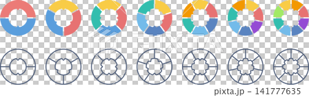 A set of infographic assets divided into speech bubble shapes emanating from the center. A set of infographic assets divided into speech bubble shapes emanating from the center. 141777635