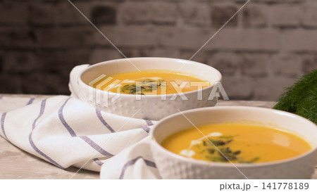 Homemade pumpkin soup Homemade pumpkin soup 141778189