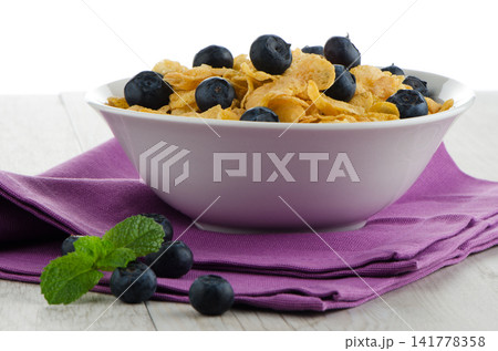 Cereal and blueberries Cereal and blueberries 141778358