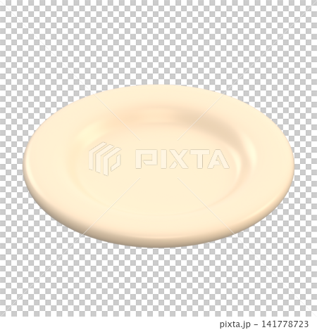デフォルメされた平皿の3Dイラスト背景透過素材 141778723