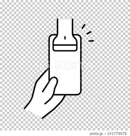 一張單色插圖,描繪了用條碼掃描器掃描智慧型手機螢幕的場景。 一張單色插圖,描繪了用條碼掃描器掃描智慧型手機螢幕的場景。 141779078